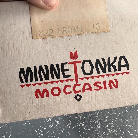 VTG Minnetonka Calf High Moccasin Size 13 Brown Suede Lace Up Fringe 1822 EUC - Picture 3 of 9